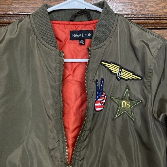 New Look Bomber Jacket Olive Green Size Small - Picture 6 of 6